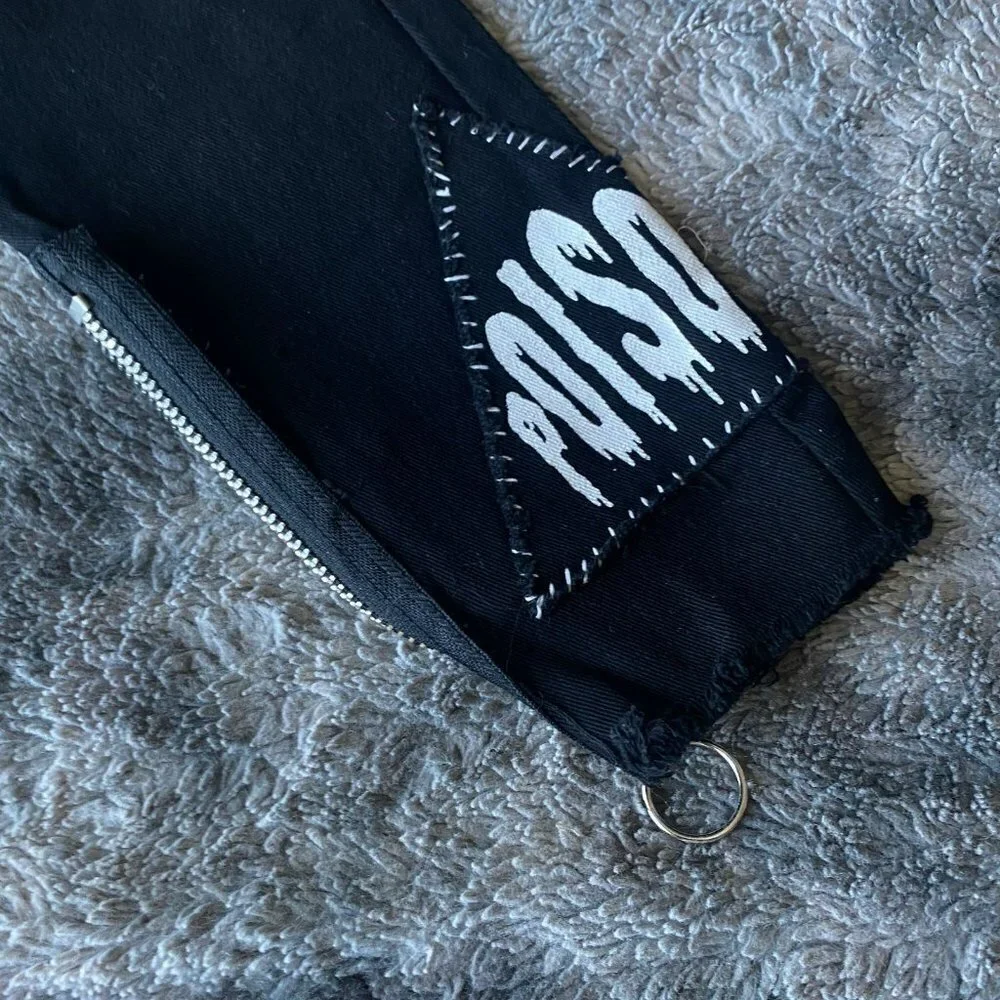 Stitch Btch Patched Lace Up Jeans - Picture 7 of 12